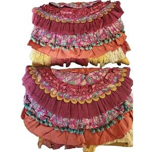 Pier 1 Imports Set of Two Decorative Pillows Red Ruffles BOHO Bohemian 17"x13”